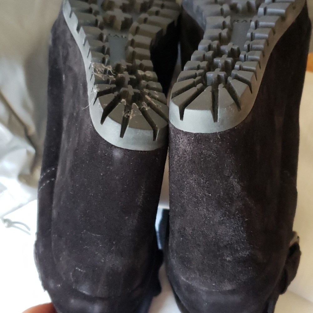 Prada Authentic Suede Black Wedge Boots 39.5EU=9.5 - Picture 11 of 16